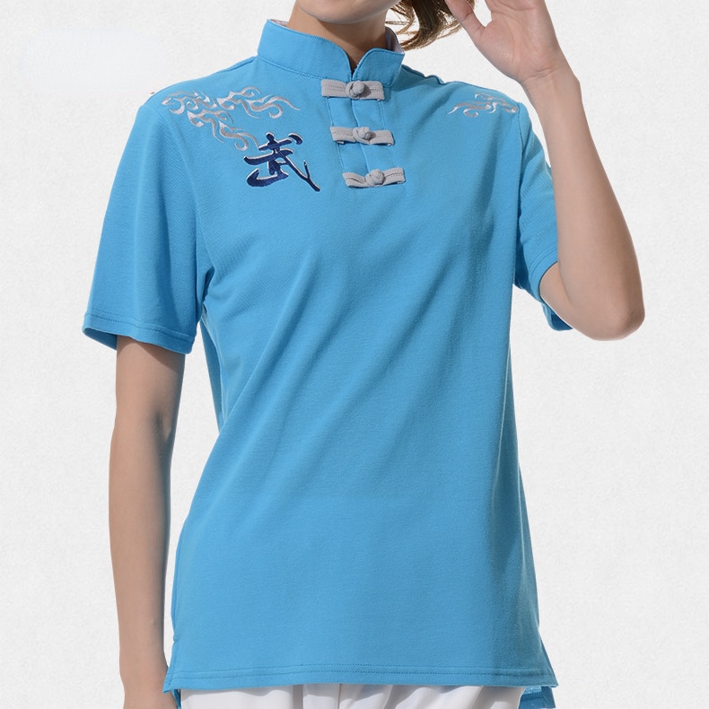 Martial Arts T-shirt Embroidery Short-sleeved Clothing Kung Fu Shirt Classic Uniform Kung Fu Men&s Shirt Summer Children&s Top